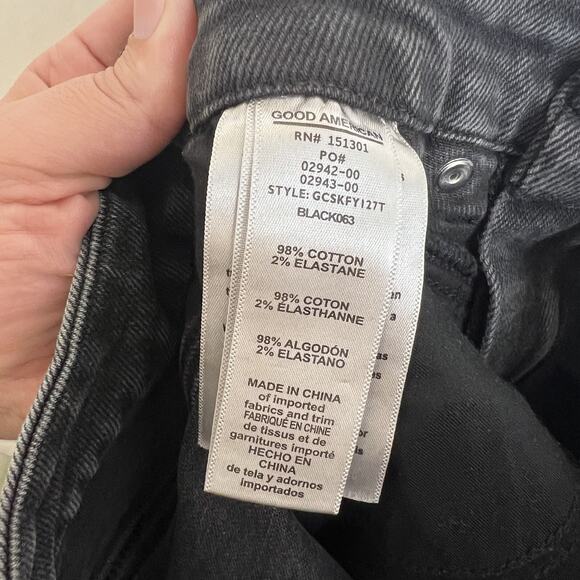 Good American Womens Good Curve Skinny Jeans Size 2 Black Denim Hi Rise Stretch - Picture 8 of 12